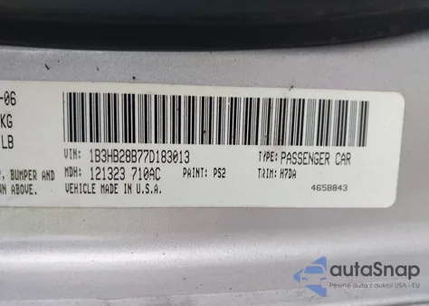 2007 Dodge Caliber z USA, uszkodzony, nr VIN 1B3HB28B77D183013